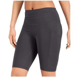 Ideology Gray High-Rise Bike Shorts with Stretchy Fabric